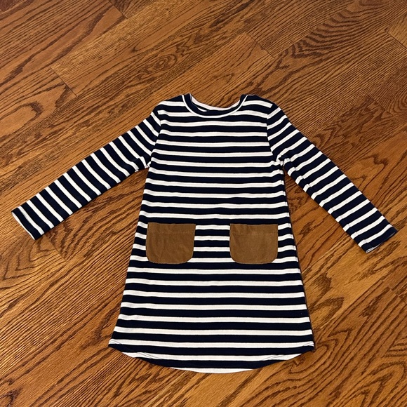 Sophia + Zeke Other - Sophia + Zeke | Navy and Ivory Striped Dress With Suede Texture Pockets & Elbows